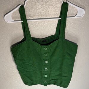 Chic Green Button-Up Crop Top